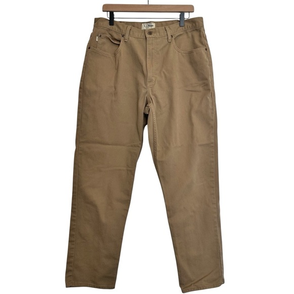L. L. Bean Canvas Pants Natural Fit Straight Leg Brown 36 x 32 Men’s Cotton - Picture 1 of 7